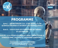 Intelligence artificielle et code du travail ? Un colloque du Réseau APPUI UNSA et du Secteur Juridique National, transformation technologique pour vous outiller…